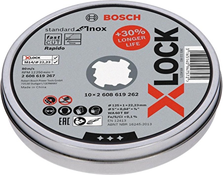 Bosch X-LOCK SD InoxR Kesme Taşı 125*1 mm Düz 10'lu - 2608619267