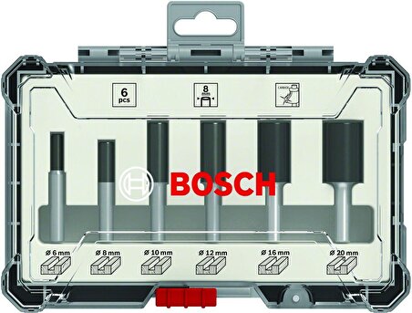 Bosch Freze Seti 6 Parça Düz 8 mm (Pro) 2607017466