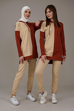 Kadın İki Renkli Eşofman Takımı M1012