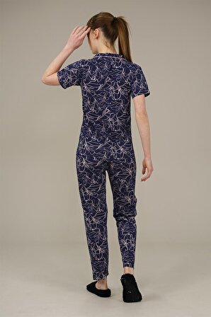 Kadın Düğme Detaylı Pijama Takımı  Siyah
