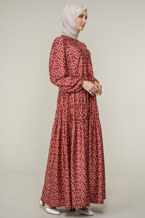 Kadın Boydan Çiçek Desenli Digital Elbise 23281