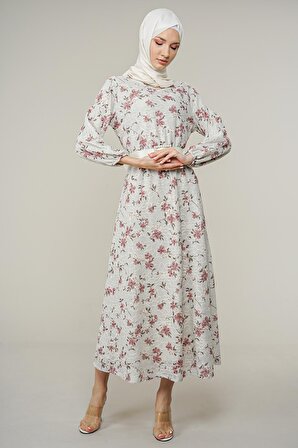 Kadın Çiçek Desenli Uzun Elbise 85010