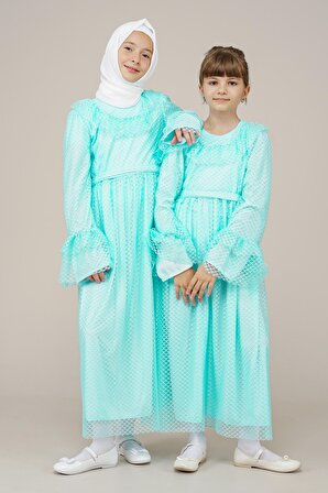 Genç Kız Kolları Pileli Boydan Elbise CE2205