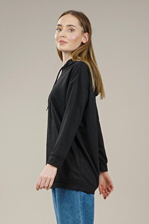 Kadın Kapüşonlu Yetim Kol Oversize Sweatshirt AS0068