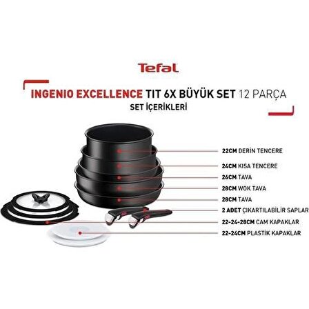 Tefal Titanium Ingenio Excellence 12 Parça Titanyum Tava Seti