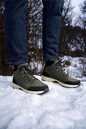 Outdoor Bot Ayakkabı Kışlık Dayanıklı Sağlam Taban Bağcıklı HAKİ
