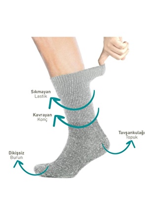 Diyabetik Dikişsiz Çorap Siyah Tek Çift /diabetic 39-41 Beden 1 Çift DIA1992UNX-2, one size