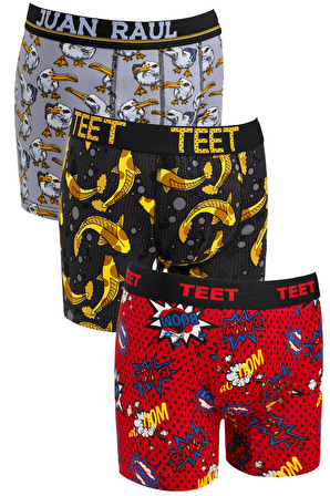 TEET Erkek Boxer Pamuklu Desenli Premium 9'lu Set