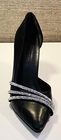 Ony 1050 Bayan Siyah Yüksek Kadeh Ökçe Karnıyarık Stiletto Ayakkabı