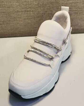 Format 3006 Kadın Sneaker Taşlı Spor Ayakkabı Beyaz