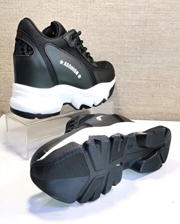 Format 6001 Kadın Gizli Topuklu Sneaker Ayakkabı Siyah