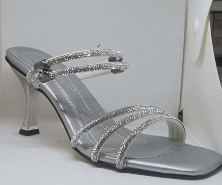 Swellsoft 19508 Kadın Açık Taşlı Abiye Ayakkabı Gümüş