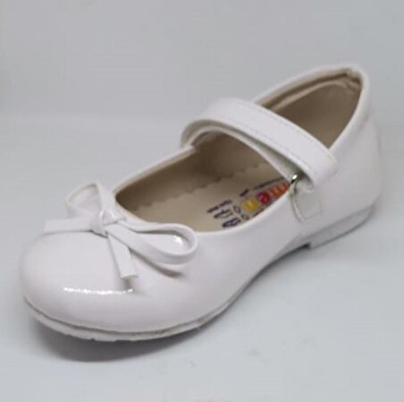 Miniwomen 301 Bebe Kapalı Babet Ayakkabı Beyaz Rugan
