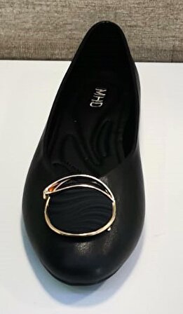 Mhd Y-26 Kadın Tokalı Babet Ayakkabı Siyah