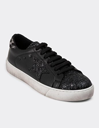 Whıte Lıne 1020 Kadın Taşlı Sneaker Ayakkabı Siyah