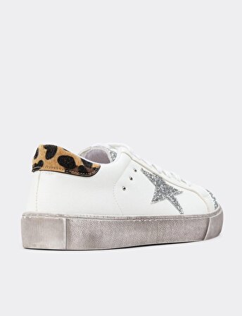 Whıte Lıne 1020 Kadın Taşlı Sneaker Ayakkabı Beyaz