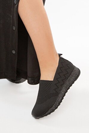 Swellsoft Y24-200 Kadın Triko Günlük Comfort Ayakkabı Siyah
