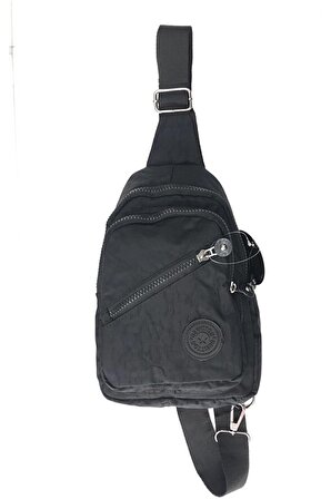 Siyah Krinkıl Su Geçirmez Kumaş Unisex Çapraz Body Bag ve  Göğüs Çantası / 3200
