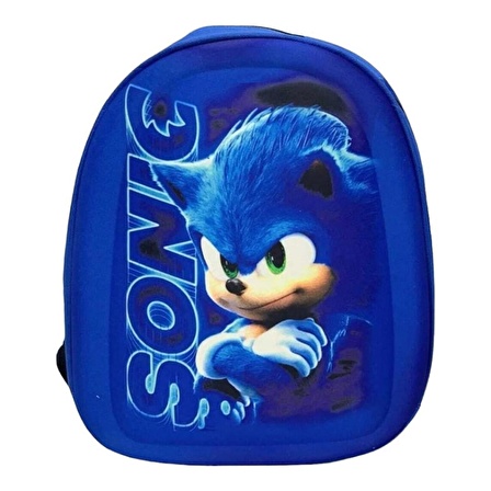 kreş & Anaokulu Çocuk Sırt Çantası Kirpi Sonic Karakter 3-6 Yaş 5d Kabartmalı Kumaş Okul Çantası 30CM