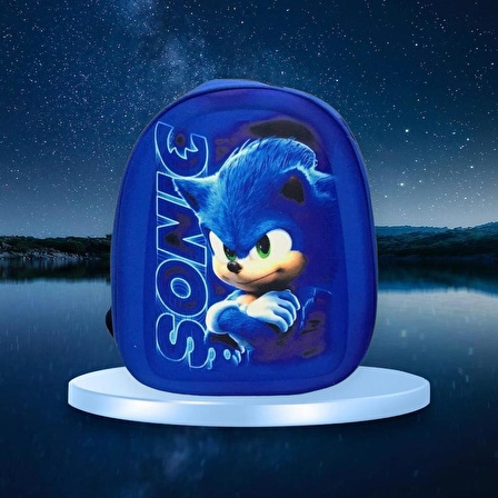 kreş & Anaokulu Çocuk Sırt Çantası Kirpi Sonic Karakter 3-6 Yaş 5d Kabartmalı Kumaş Okul Çantası 30CM