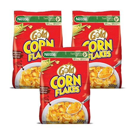 Nestle Gold Corn Flakes Tam Tahıllı Mısır Gevreği 200 Gr x 3 Adet