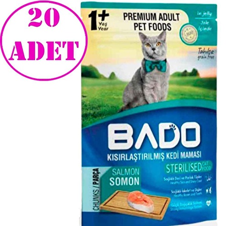 Bado Kısırlaştırılmış Somonlu Kedi Yaş Maması 85 Gr 20 AD