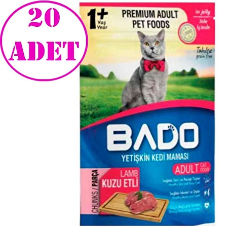 Bado Kuzu Etli Kedi Yaş Maması 85 Gr 20 AD