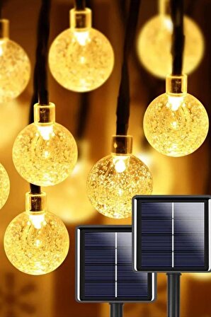 50 Led 7 Metre Sarı Opak Solar Led Işık Güneş Enerjili Bahçe Teras Balkon Ağaç Lambası Aydınlatma