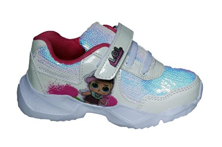LOL Kız Çocuk Beyaz Pullu Kalın Taban Spor Yürüyüş Ayakkabısı