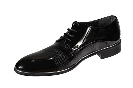 YAZKIŞ Erkek Siyah Lacivert Ruğan Klasik Suni Deri Bağcıklı Düğün Mezuniyet Ayakkabısı