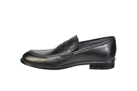 YAZKIŞ Erkek Siyah Bağcıksız Hakiki Deri Klasik Ayakkabı