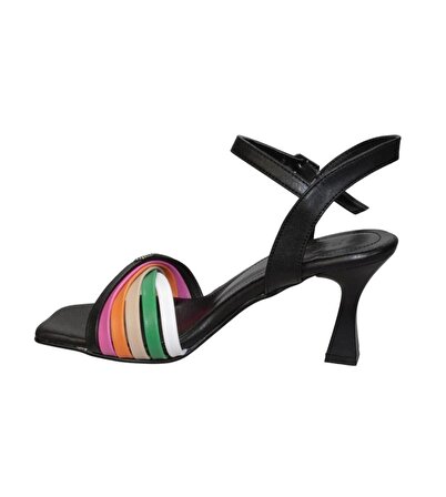 YAZKIŞ Kadın Siyah Krem(nut) Cilt Üzeri Renk Geçişli Tek Bantlı 8cm Şamdan Topuklu Ayakkabı