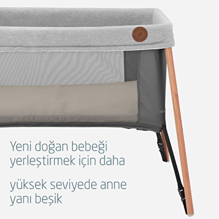 Maxi Cosi Iris 2 'si Bir Arada Anne Yanı Beşik ve Taşınabilir Çift Katlı Park Yatak Beyond Graphite Eco