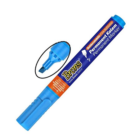 Mavi Markör Kesik Uç Keçeli Kalem Permanent Doldurulabilir 2 Adet ve Mürekkep 30 ml 1 Adet