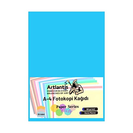 Deniz Mavisi Renkli A-4 Fotokopi Kağıdı 25 li 1 Paket Artlantis Fotokopi Renkli A4 Kağıdı