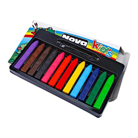 Jumbo Mum Boya Üçgen 12 Renk Karton Kutu 12 Renk Crayon Novacolor Jumbo Üçgen Mum Boya 12 Renk