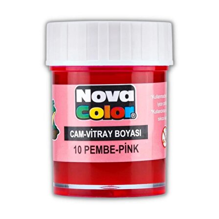 Pembe Cam Boyası Vitray Boyası 25 ml 1 Adet Nova Color Su Bazlı Pembe Cam Vitray Boyası 1 Adet 25 ml