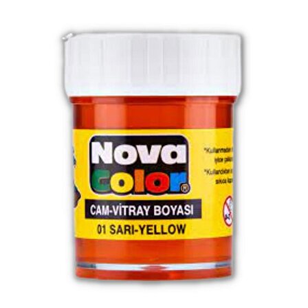 Sarı Cam Boyası Vitray Boyası 25 ml 1 Adet Nova Color Su Bazlı Sarı Cam Vitray Boyası 1 Adet 25 ml