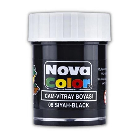 Siyah Cam Boyası Vitray Boyası 25 ml 1 Adet Nova Color Su Bazlı Siyah Cam Vitray Boyası 1 Adet 25 ml