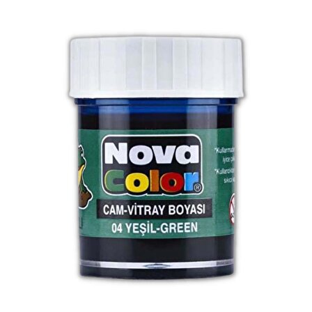 Yeşil Cam Boyası Vitray Boyası 25 ml 1 Adet Nova Color Su Bazlı Yeşil Cam Vitray Boyası 1 Adet 25 ml