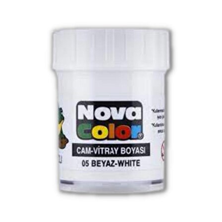 Beyaz Cam Boyası Vitray Boyası 25 ml 1 Adet Nova Color Su Bazlı Beyaz Cam Vitray Boyası 1 Adet 25 ml