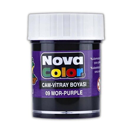 Mor Cam Boyası Vitray Boyası 25 ml 1 Adet Nova Color Su Bazlı Mor Cam Vitray Boyası 1 Adet 25 ml