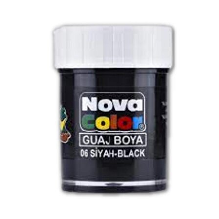 Siyah Guaj Boya 25 ml 1 Adet Nova Color Su Bazlı 25 ml Guaj Boya Siyah 1 Adet