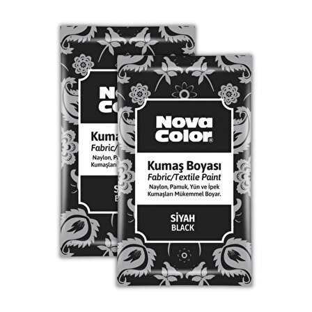 Siyah Kumaş Boyası Toz 12 gr 2 Adet Nova Color Toz Kumaş Boyası Siyah Kot Pantalon Gömlek Tişört Tekstil Kumaş Boyası 2 Adet