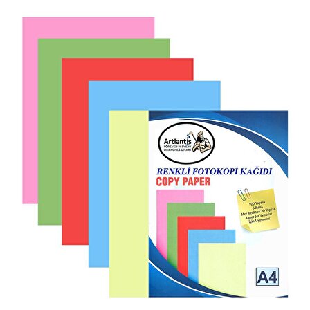 Renkli A-4 Fotokopi Kağıdı 100 lü 1 Paket Artlantis Fotokopi Renkli A4 Kağıdı 100 lü 1 Paket