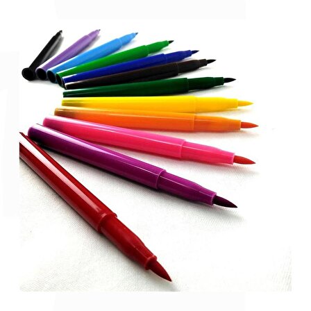 Jumbo Keçeli Boya Kalemi Yıkanabilir12 Renk 1 Paket  Keçeli Kalem 12 li