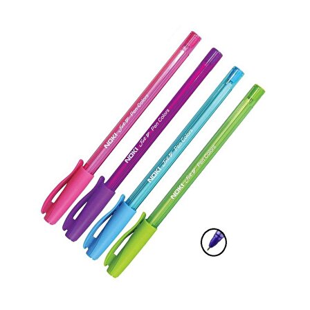 Renkli Tükenmez Jet Ball Pen 1.0 Mm 4 Adet ( Pembe - Açık Mavi -Açık Yeşil - Mor )