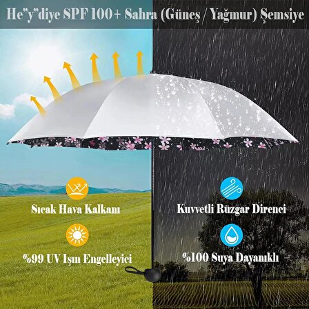 He”y”diye SPF 100+ UV Korumalı Sahra  (Güneş / Yağmur) Şemsiye