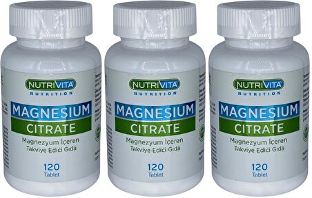 Nutrivita Nutrition Magnesium Citrate 3x120 Tablet Magnezyum Sitrat