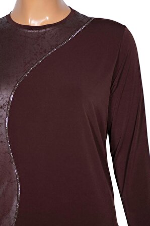 Elele Kadın Eyfel Sandy Kombinli Pilise Bluz Etek Takım Kahverenk